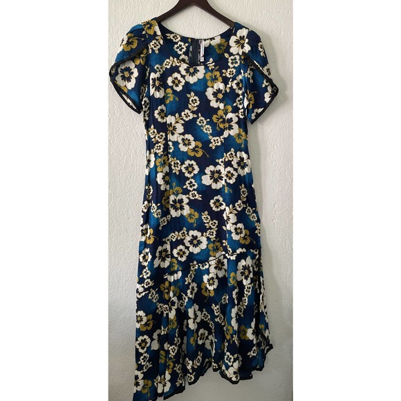 Wenger Hawaiian Rayon Hawaiian MAXI DRESS Sz Small - Picture 1 of 11